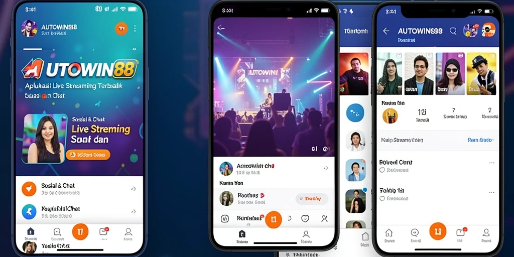 Antarmuka pengguna <strong>AUTOWIN88</strong> saat melakukan Live Streaming dengan fitur chatting.