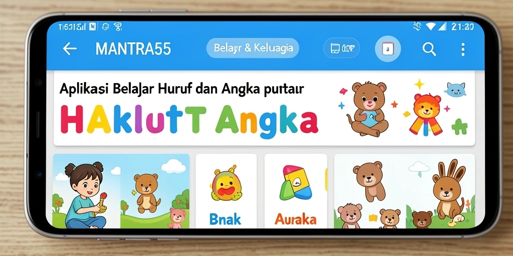 Tampilan antarmuka aplikasi MANTRA55 yang menarik dan edukatif.