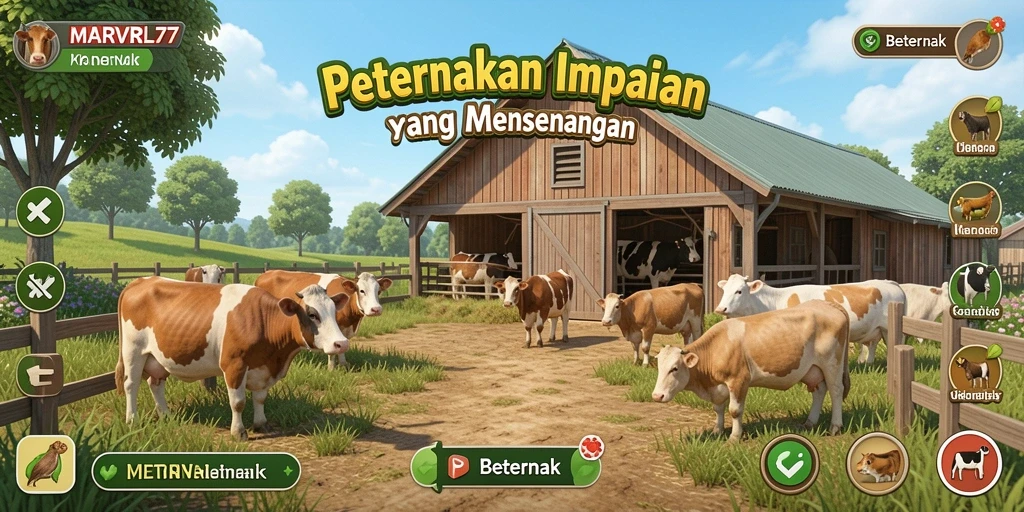 Tampilan antarmuka game Beternak yang menarik dan mudah dinavigasi.