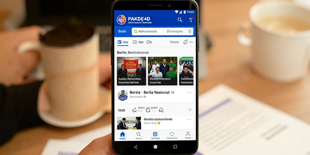 Tampilan antarmuka aplikasi PAKDE4D dengan informasi berita nasional.