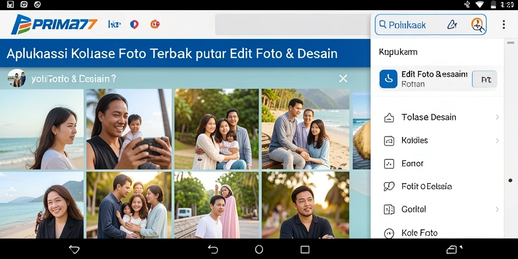 Antarmuka kolase foto PRIMA77 yang menarik dan mudah digunakan.