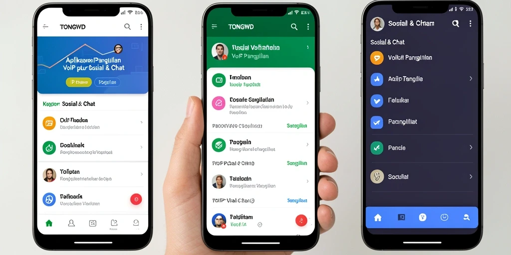 Tampilan antarmuka pengguna TONGWD untuk VoIP Panggilan yang intuitif.